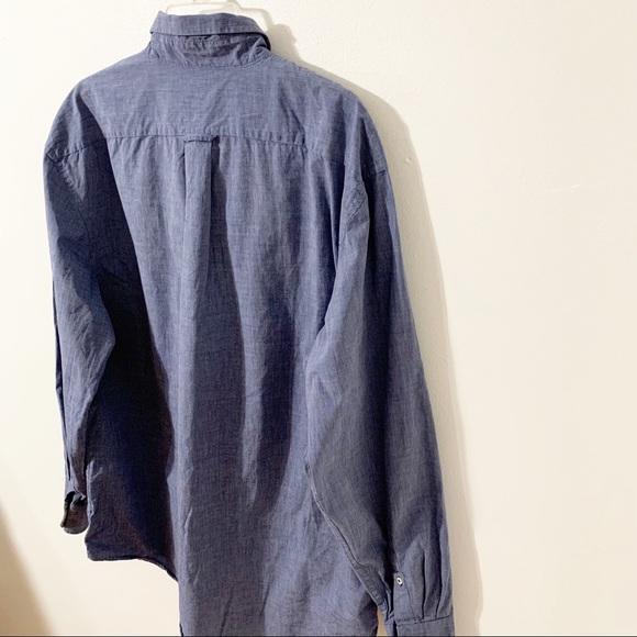 Izod Button Down Micro Stripe Long Sleeve Cotton Shirt with Contrasting Cuffs 💙 - Picture 4 of 12